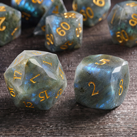 Dés à six faces en labradorite, taille diamant multi-facettes, bords tranchants, grande pierre naturelle polyédrique pour jeux de rôle DND TRPG RPG