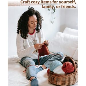 9 Pairs Bamboo Knitting Needles Set with 6 <strong>Stitch</strong> <strong>Holders</strong>, 2-10mm Single Point Wooden Knitting Needles, 10in Long for Scarves - Product Image 5