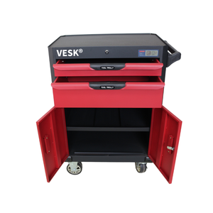 <span class=keywords><strong>Chariot</strong></span> à outils VESK Standard à 2 niveaux avec armoire intégrée à double <span class=keywords><strong>porte</strong></span>, antivol et glissières à billes - Product Image 2