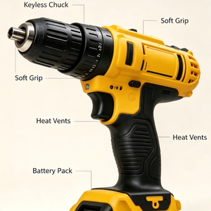 Set Perkakas Bor Impak Tanpa Sikat 21V Dengan Dua Baterai Lithium Isi Ulang untuk Pekerjaan Rumah & Konstruksi - Product Image 6