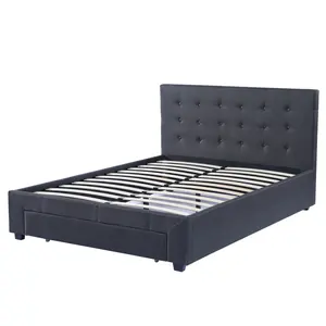 睡眠现代设计大号特大号天鹅绒软垫平台床高床头板设计