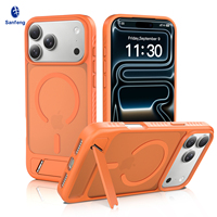Funda Híbrida Suave con Soporte Naranja de Moda para iPhone 18 17 Pro Max, Tacto Piel, Antigolpes, Venta al por Mayor, Funda Magnética Personalizada para Teléfono