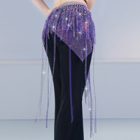 Écharpe de danse orientale scintillante avec strass et pampilles colorées pour femme – Collection Hot Sale