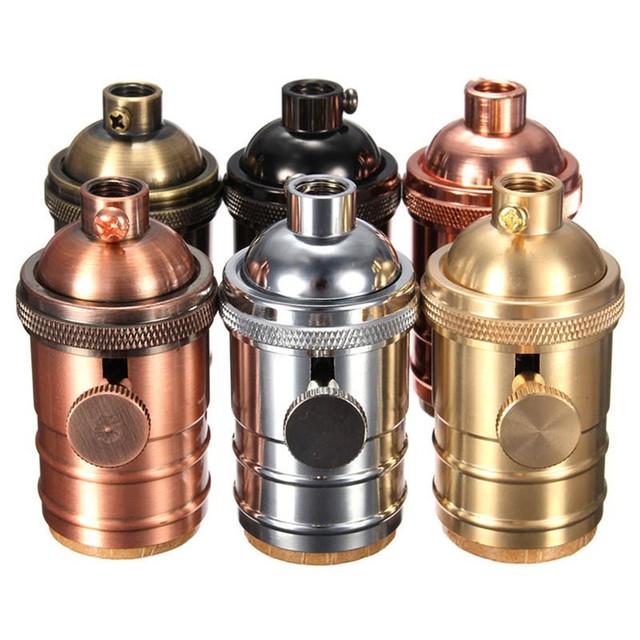 Vintage Decorative Fixture Medium Bulb Base E26 E27 Socket Screw Silicon Aluminum Metal Antique Ceiling Lamp Holder