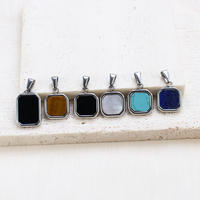Breloques en acier inoxydable pour la fabrication de bijoux, plaqué or 18 carats, élégant pendentif carré en pierre, bijoux de mode, breloques en pierre naturelle