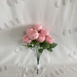 Ramo de Flores Artificiales de Seda, Ramo de Rosas Artificiales de 9 Cabezas, Multicolor, Decoración de Boda, 9 Cabezas - Product Image 3