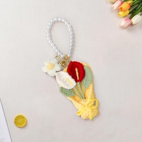Neue gestrickte Blumenstrauß Schlüssel bund Ins Häkeln Blumen Tasche Anhänger Mini Blumen Blumenstrauß Handgemachte Schlüssel ring Freunde Geschenk Tasche Charme