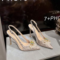 Chaussures à talon pour femme avec décoration en strass, élégantes, pour soirée et mariage, talons aiguilles 6/8/10 cm, collection 2025