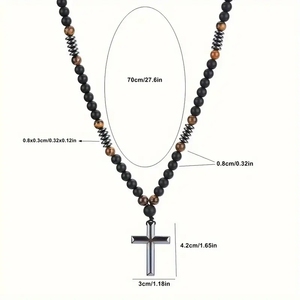 <span class=keywords><strong>Collier</strong></span> <span class=keywords><strong>croix</strong></span> œil <span class=keywords><strong>de</strong></span> tigre pour homme, <span class=keywords><strong>collier</strong></span> en obsidienne, pendentif <span class=keywords><strong>croix</strong></span> en hématite, colliers chapelet - Product Image 6