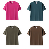 T-shirt Homme Grande Taille en Coton Tricoté Lourd Imprimé Anti-rétrécissement Col Rond Manches Courtes Couleur Unie Formel