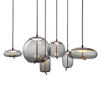 Lustre en verre à suspendre en corde de chanvre moderne nordique, design minimaliste, adapté aux espaces commerciaux et aux salons