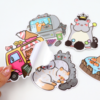 Pas de quantité minimale de commande dessin animé découpé Logo étiquette autocollants personnalisé adhésif vinyle PVC découpé autocollants 100 pièces