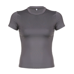 T-shirts <span class=keywords><strong>Femme</strong></span> XS Vente en Gros Étiquette Privée <span class=keywords><strong>Personnaliser</strong></span> Logo Col Rond Respirant Impression T-shirts Personnalisés Femmes T-<span class=keywords><strong>shirt</strong></span> Vierge - Product Image 3