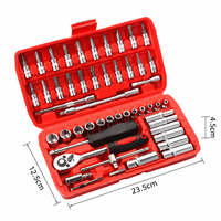 Kit d'outils à douilles complet 53 pièces 1/4'' DR avec poignée à cliquet antidérapante et mallette de rangement portable pour l'entretien automobile - Vente chaude