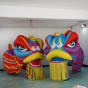Grosir singa cina tari maskot kostum-Iklan Buatan Kustom Cina Tradisional Singa Dansa Maskot Kostum Singa Tiup untuk Dekorasi Acara