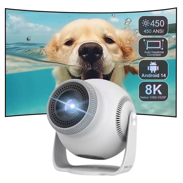 Laser Projector Home Theater Smart Android 14 Video Portable Mini Projector with Projector Screen