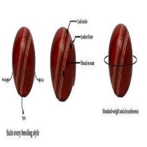 Pelota de Cricket de cuero de uso profesional, pelota dura de Cricket, pelota de cuero de Color rojo de exportador y fabricación india - Product Image 5