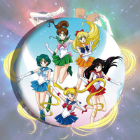 Broches Redondos de Sailor Moon Tsukino Usagi, Diseño de Conejito, Impresión en Serigrafía, Venta al Por Mayor