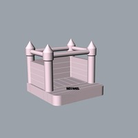 Château gonflable commercial rose pastel en PVC pour enfants, idéal pour la location de jeux d'extérieur