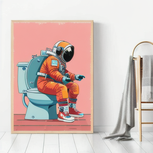 Venta al por mayor personalizado moderno hogar pared decoración Cuadros inodoro astronauta lienzo póster e impresiones divertido baño pared arte decoración pintura - Product Image 5