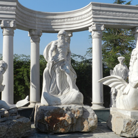 Décoration de jardin extérieur : Colonne en pierre naturelle, statue de cheval de mer en marbre, fontaine Trevi à eau, sculpture d'animal