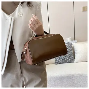 Tas kosmetik, Portabel kapasitas besar, tangan, tas penyimpanan kosmetik perjalanan, warna solid, tas perlengkapan mandi bernilai tinggi