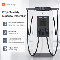 Chargeur rapide DC commercial 120 kW Starcharge Jupiter V5 double réseau 4G avec allocation dynamique de puissance, borne de recharge pour véhicules électriques IP55