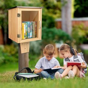 Wholesale <strong>Outdoor</strong> Library Book Box Little Library Wood Box <strong>Outdoor</strong> Waterproof Book Box Wood <strong>Cabinet</strong> for Sharing Books - Product Image 6
