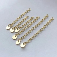Cadena de extensión de oro laminado de 2.3mm, extensor de cable de 2/3/4/5CM con estampado 14K de 1/20, círculo de 4mm y colgante de corazón de 3.5mm