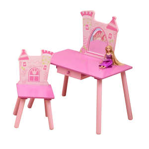 Belle conception de château jouer maison coiffeuse avec tabouret bébé enfant meubles chambre Simulation maquillage Table chaise avec miroir - Product Image 1