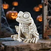 Figurine de grenouille squelette d'Halloween en résine, statue miniature de grenouille osseuse, ornement décoratif effrayant, artisanat en résine en gros