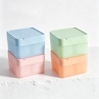 Boîte de rangement carrée en plastique PP anti-poussière de 120 ml à double compartiment pour masques faciaux, tampons de coton cosmétiques et boues, en matériaux recyclés