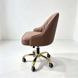 Ensemble de chaise de pédicure et de manucure en cuir PU avec base dorée de luxe pour salon de manucure, chaise de spa commerciale avec tabouret roulant pour technicien - Product Image 4