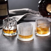 Verre à whisky double paroi de luxe Sunyo, fait main, en cristal sans plomb, style vintage, à motifs côtelés et embossés