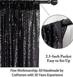 Maßgefertigte Klassische Luxuriöse Dehnbare Crushed-Velvet Vorhänge für Hochzeiten 5x12ft Schwarz Schnelle Lieferung - Product Image 2