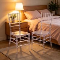 Chaise de mariage minimaliste ergonomique en cristal, location en gros, chaise transparente en acrylique pour mariage, service complet