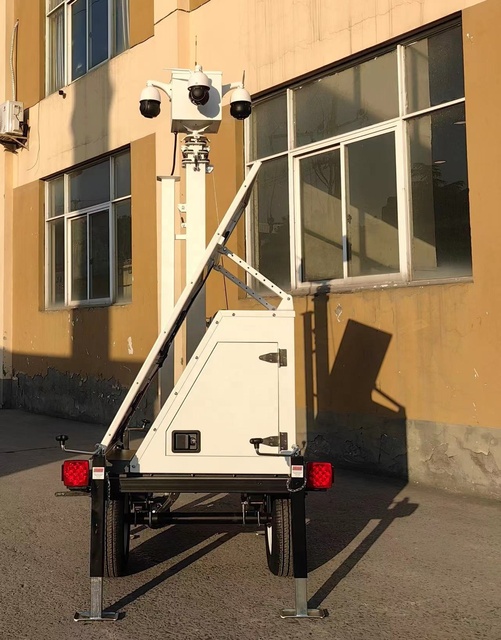 Construction Site Security Camera Mobile Solar CCTV Trailer for Off-Grid Monitoring System