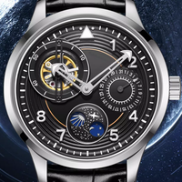 Montres mécaniques automatiques lumineuses en acier, design d'usine et personnalisation par lots, avec calendrier et phases solaires, pour marque privée