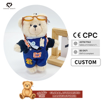 Teddy ISLAND Combinaison à blocs de couleurs jaune-vert, sous licence mondiale, avec écharpe bleue en peluche motif ours Teddy