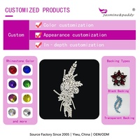 Patch brodé vertical en strass motif vigne florale pour côté de pantalon et robe, DIY, fait main, applique en strass pour embellir