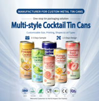 Boîtes de conserve vides personnalisées avec logo imprimé, multi-tailles, multi-scénarios, pour boissons, spiritueux, cocktails, jus, 250ml/330g/500ml