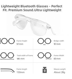 GS10 Smart Glasses IP67 Waterproof pour App Control Charging Magnetic <span class=keywords><strong>Voice</strong></span> Call <span class=keywords><strong>Blue</strong></span> Light Filtering Lenses Open-Ear Sound - Product Image 3