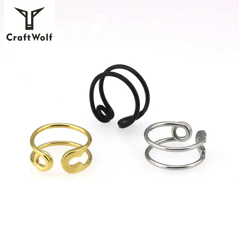 Craft Wolf trendy minimalist jewelry men women girl gold silver adjustable Stainless Steel hand made Paperclip Ring