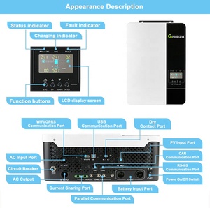<span class=keywords><strong>Growatt</strong></span> – onduleur solaire hors réseau 5000W, régulateur Mppt intégré avec batterie au Lithium, 5000 Es, 48V - Product Image 4