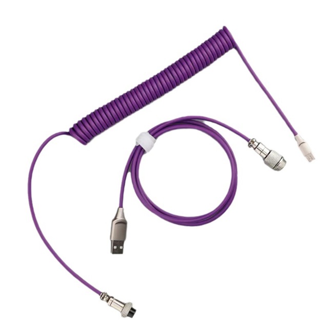 Custom Mechanical Keyboard Coiled Cable USB 3.1 Type C, 1.2m Coiled USB C Cable with Aviator Connector, Orange