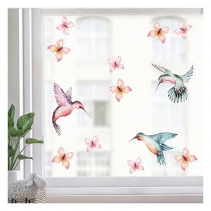 Customizable Vinyl <b>Decal</b> <b>Window</b> Sticker Reusable Removable Tropical Humming Bird Butterfly Decoration for Promotional Gifts - Product Image 1