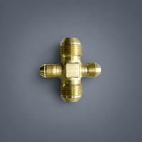 Raccord croisé à 4 voies en laiton forgé usiné CNC de qualité industrielle, filetages mâles SAE/NPT pour systèmes hydrauliques, pneumatiques et d'eau