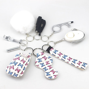 Set di 9 pezzi per esterno di auto-difesa torcia da esterno comodo portachiavi in metallo per donne personale allarme di sicurezza materiale in lega - Product Image 4