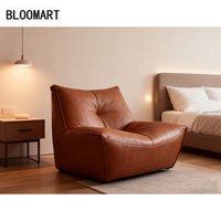 Chaise longue en cuir Chaise d'appoint moderne avec rembourrage en éponge et ouate de coton Cadre en bois avec base pivotante noire