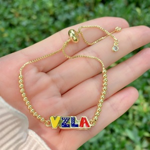 Bracelet à breloques émaillées drapeau et nom de la Colombie <span class=keywords><strong>TK</strong></span>-B310, plaqué or 18 carats, perles ajustables, bijoux pour femmes, vente chaude - Product Image 5